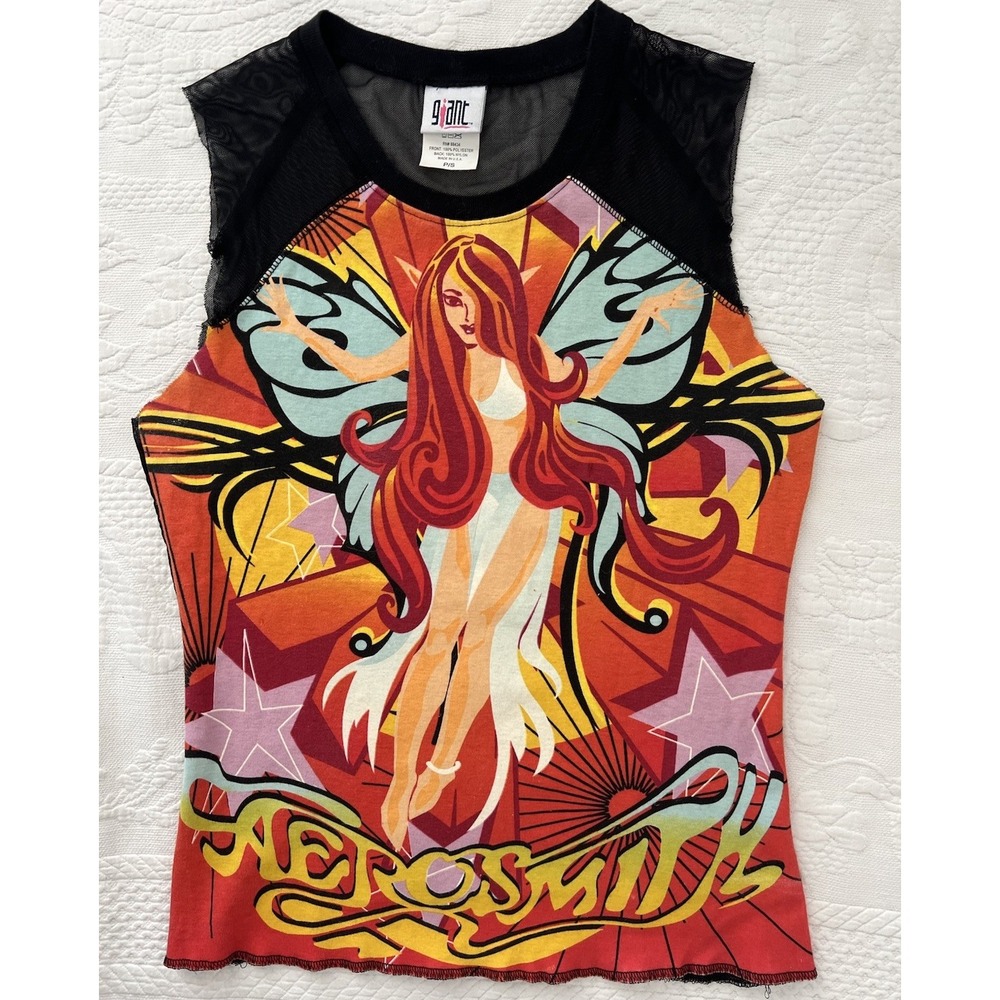 VTG 2002 AEROSMITH Girls Of Summer Tour T-shirt Mesh Back Y2K Small Custo
